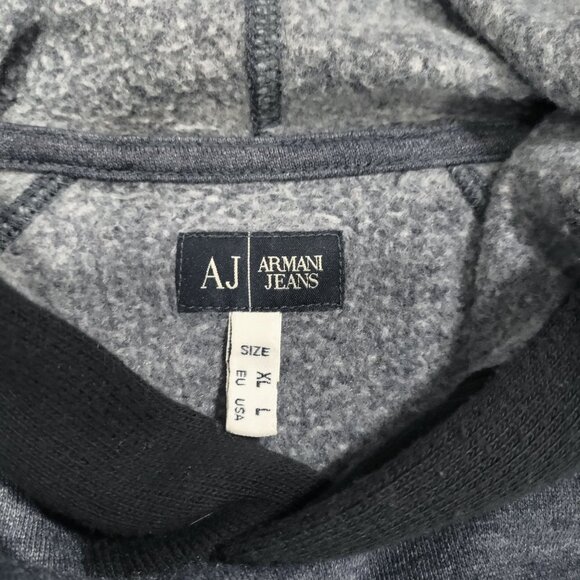 Armani Jeans Gray Front Pocket Hooded Pullover Sweatshirt Men's Size Large - Picture 6 of 14